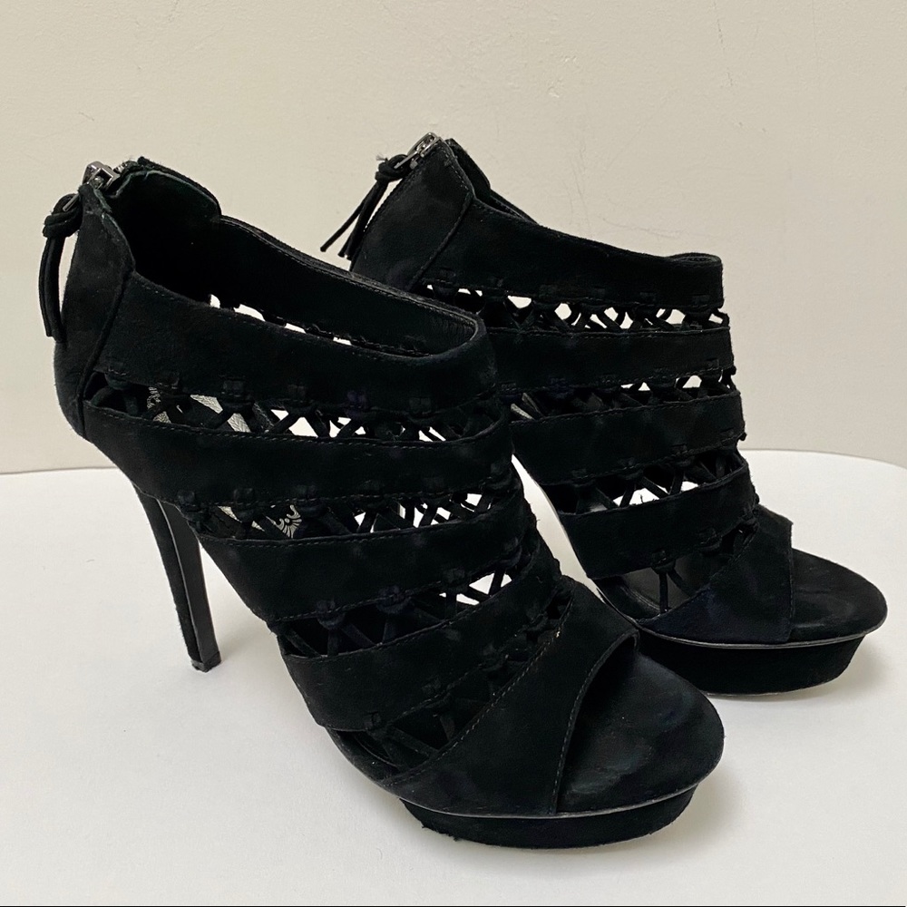 Elie Tahari black 100% suede platform heels